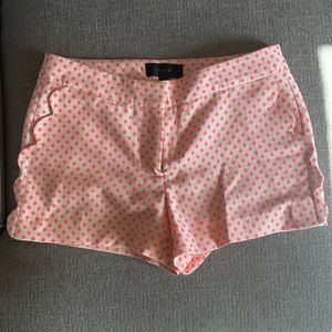 J Crew Pink Polka Dot Short with Scallop Pockets